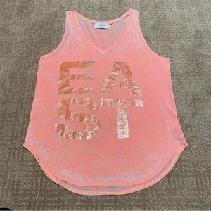{SoulCycle} East V-Neck Athletic Tank Top | Neon/Metallic ~ Size Large
